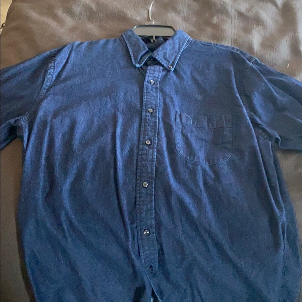 Blue denim style collars button down
